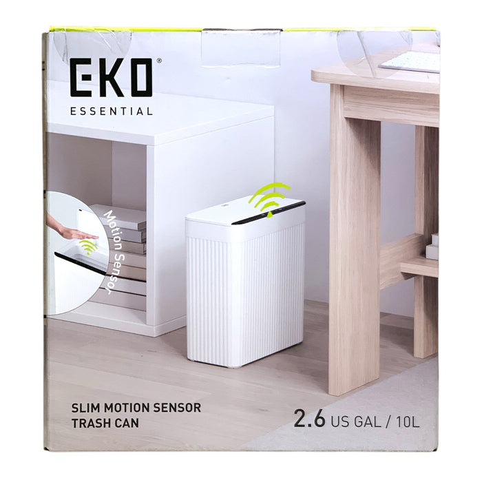EKO Essentials 2.6 Gal. Slim Motion Sensor Trash Can - White