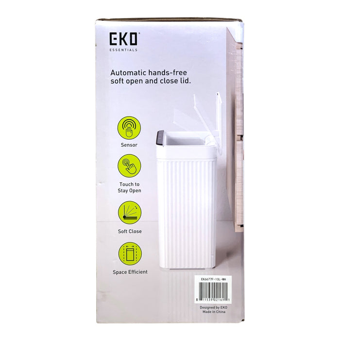 EKO Essentials 2.6 Gal. Slim Motion Sensor Trash Can - White