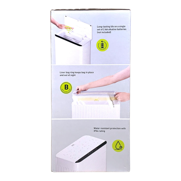 EKO Essentials 2.6 Gal. Slim Motion Sensor Trash Can - White