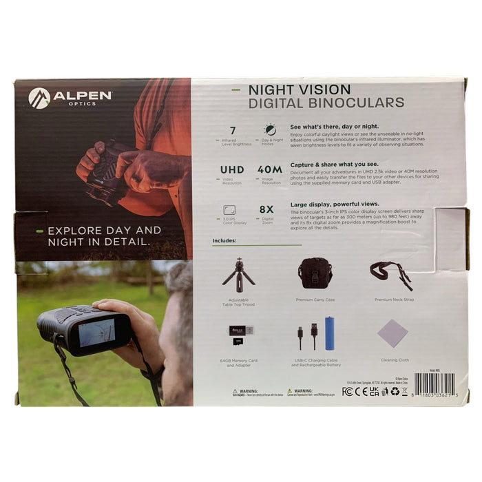 *Used Alpen Optics Night Vision Digital Binoculars Kit Carry Case, Strap, Tripod