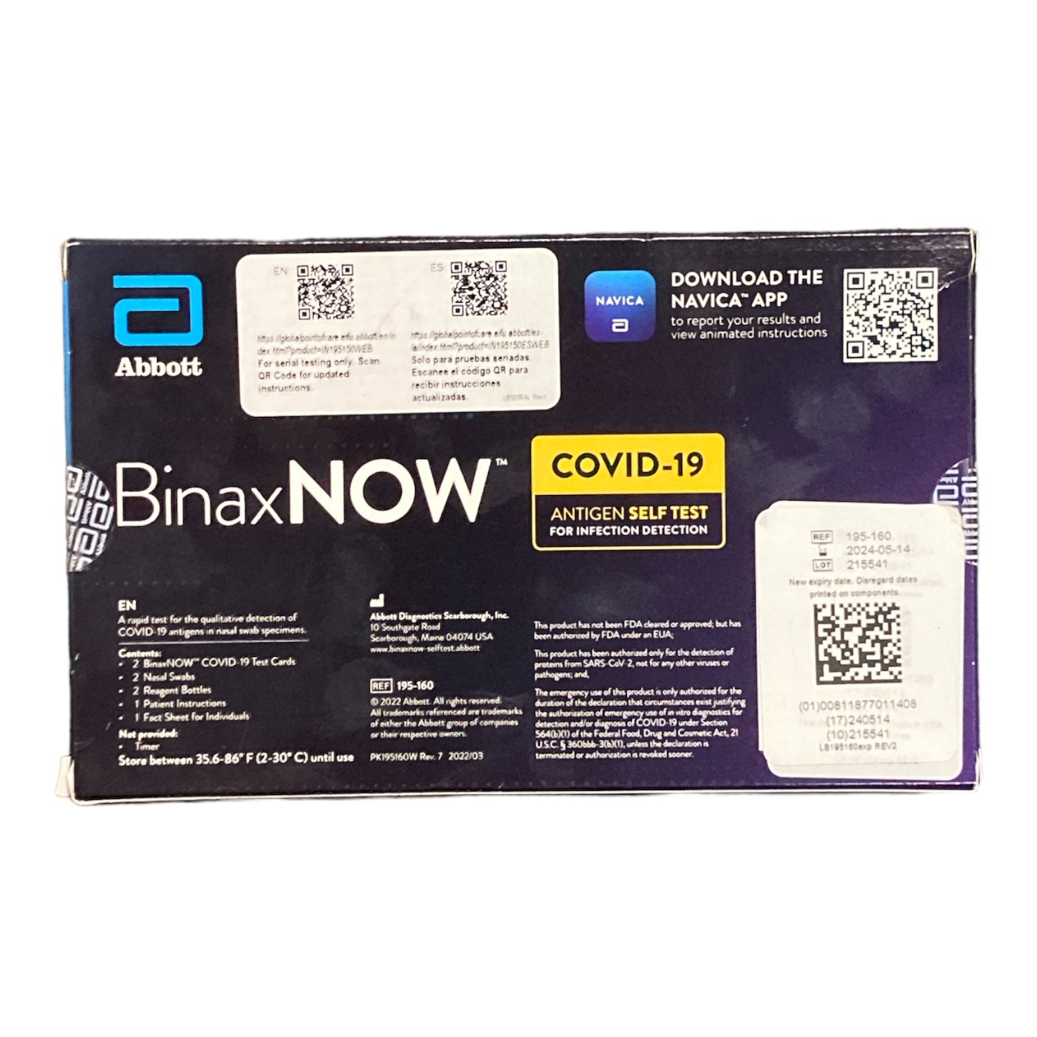 BinaxNOW COVID‐19 Antigen Self Test by Abbott (2 Count) Ewirelessgear
