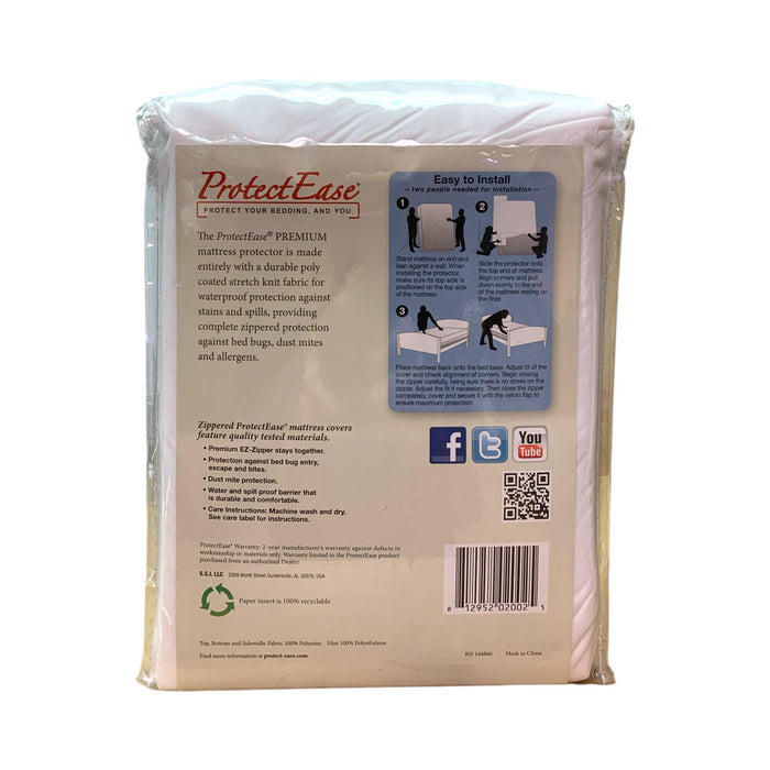 ProtectEase Premium Waterproof Dust Mite and Bed Bug Zippered Mattress Protector