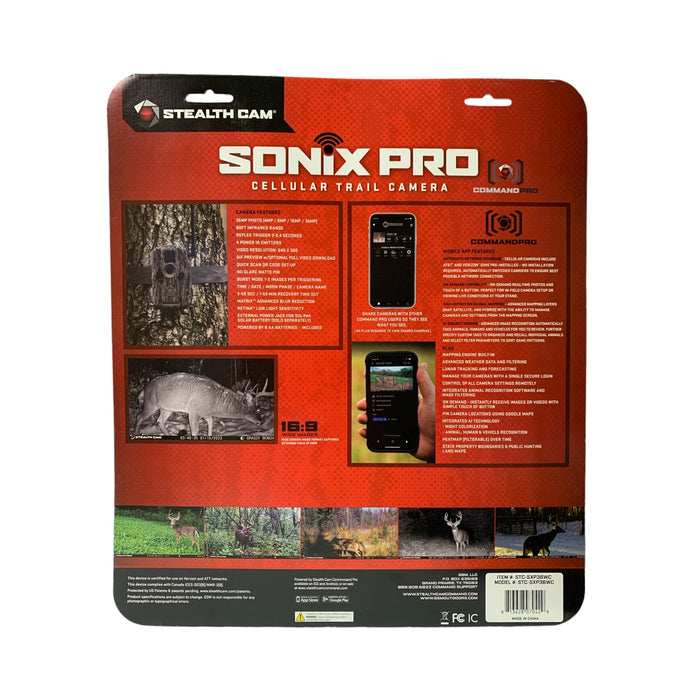 Stealth Cam Sonix Pro 36 MP Cellular Trail Camera Dual Sim 80 ft. Range, 32GB SD