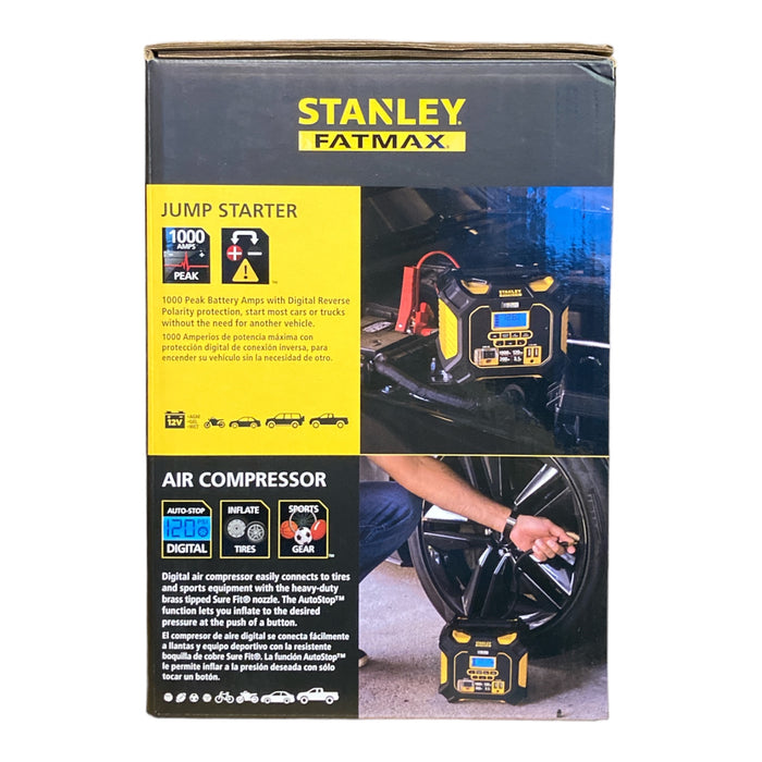 Stanley FatMax Portable 12V Jump Starter Power Supply Air Pump USB Charger Light