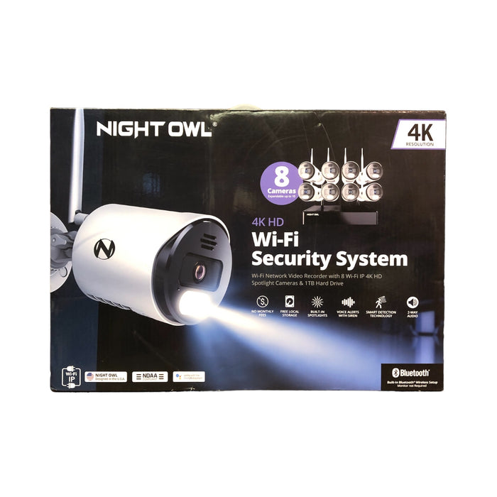 Night Owl Security System, 8 4K UHD IP Wi-Fi Camera, 10 Channel, 1TB HDD