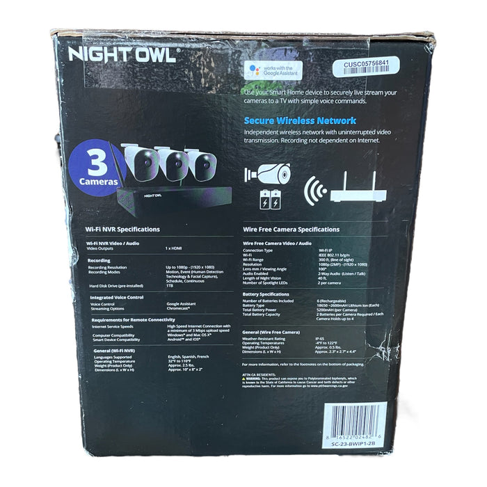 Night Owl Expandable Wi-Fi NVR 1080p Wire Free Spotlight Cameras +1TB Hard Drive