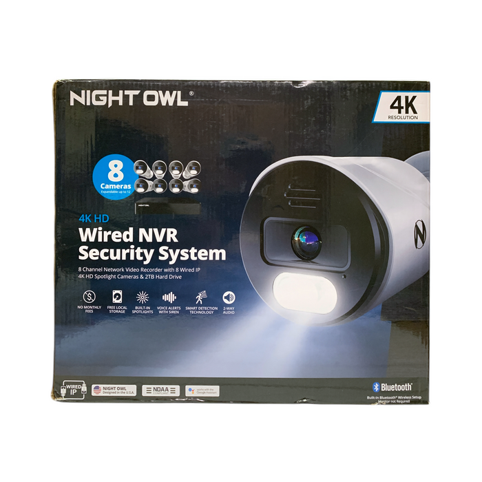 Night Owl 8 Channel (12 Expandable), 4K HD, 2TB Wired NVR Security System