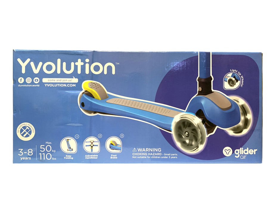 Yvolution Glider Air Three Wheel YGlider Scooter, Blue/Yellow, Ages 3 - 5