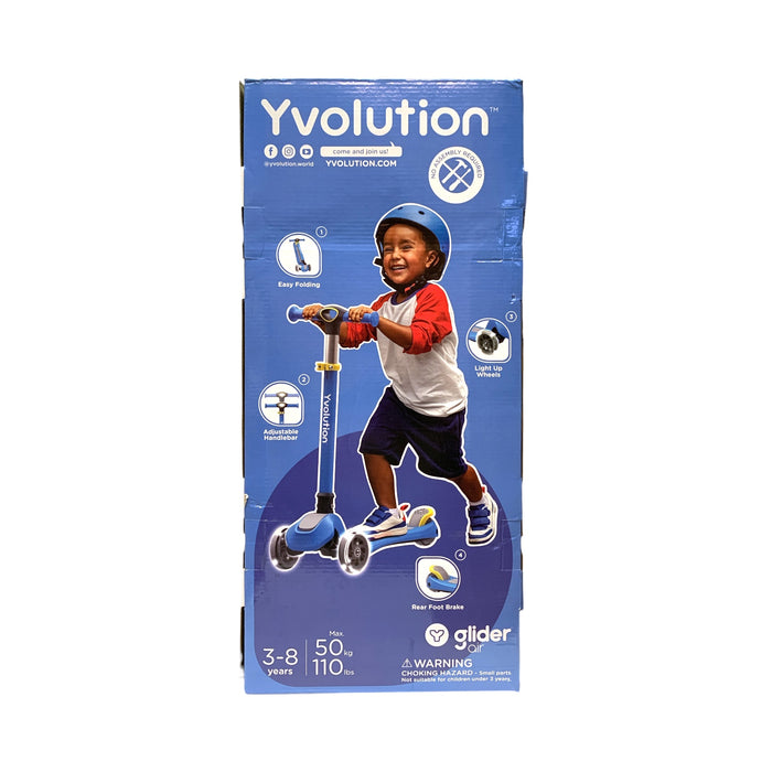 Yvolution Glider Air Three Wheel YGlider Scooter, Blue/Yellow, Ages 3 - 5
