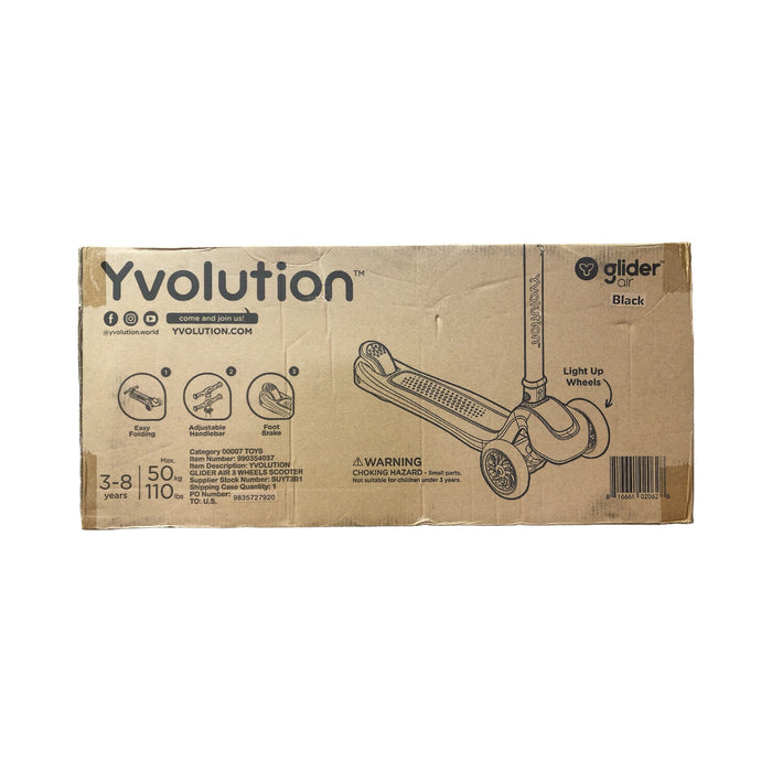 Yvolution Y Glider XL Adjustable Customizable 3 Wheeled Youth Scooter, Black
