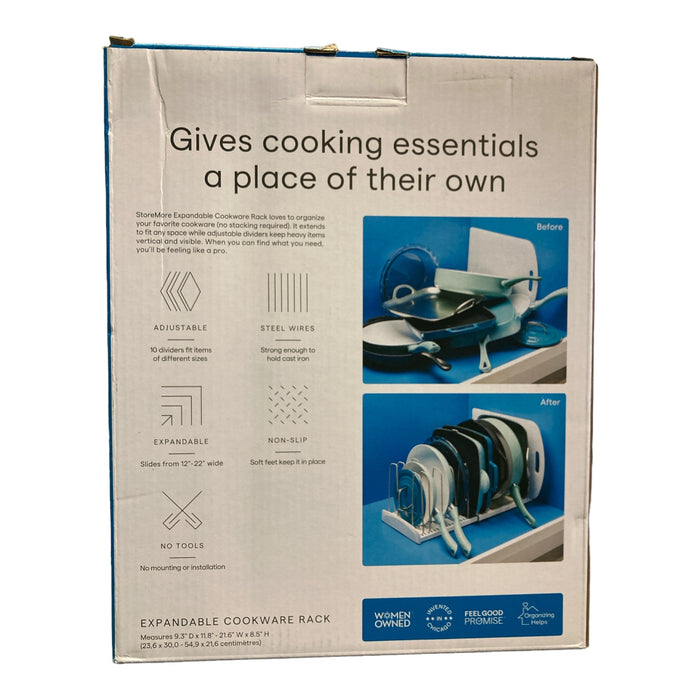 YouCopia StoreMore Expandable Cookware Rack Adjustable Pan Organizer, White