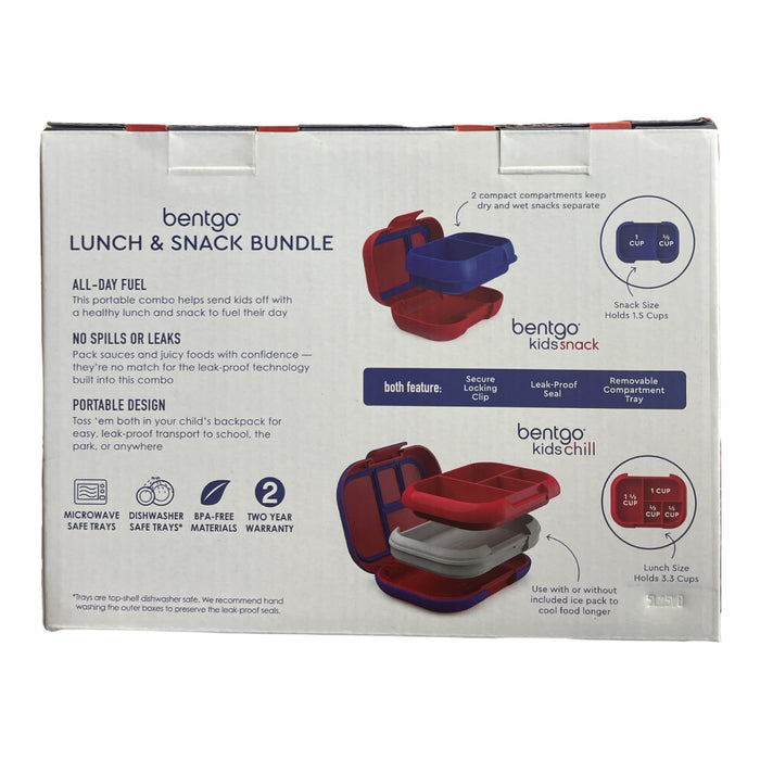 Bentgo Kids Chill Lunch Box & Bentgo Kids Snack Box, Removable Ice Pack