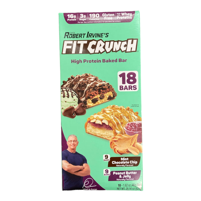 Chef Robert Irvine's FITCRUNCH Protein Bar Variety Mint Choc Chip & PBJ (18 Ct)