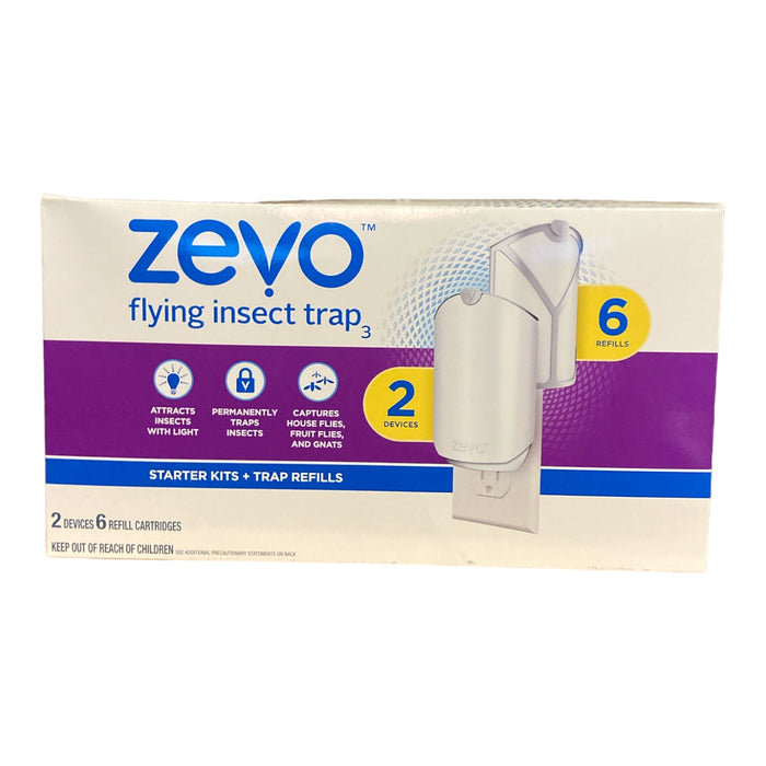 Zevo Flying Insect Trap, Fly Trap (2 devices + 6 refills cartridges)