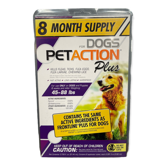 Pet Action Plus for Dogs, 8 Doses - 45 to 88 lbs.