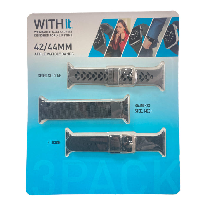 WITHit Bands for 42mm or 44mm Apple Watch, Exclusive 3 Pack