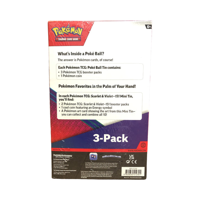 Pokémon TCG Scarlet & Violet 151 Mini Tin Bundle, 3 Booster Packs & Coin