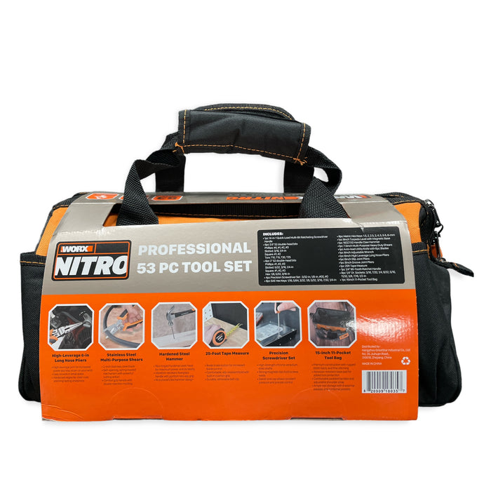 Worx NITRO Professional 53-Piece Tool Set, Rugged Tool Bag
