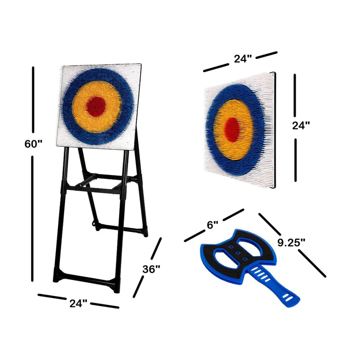 MD Sports 9-Piece 5' Steel Frame Axe Throwing Set, Built-In Accessory Storage