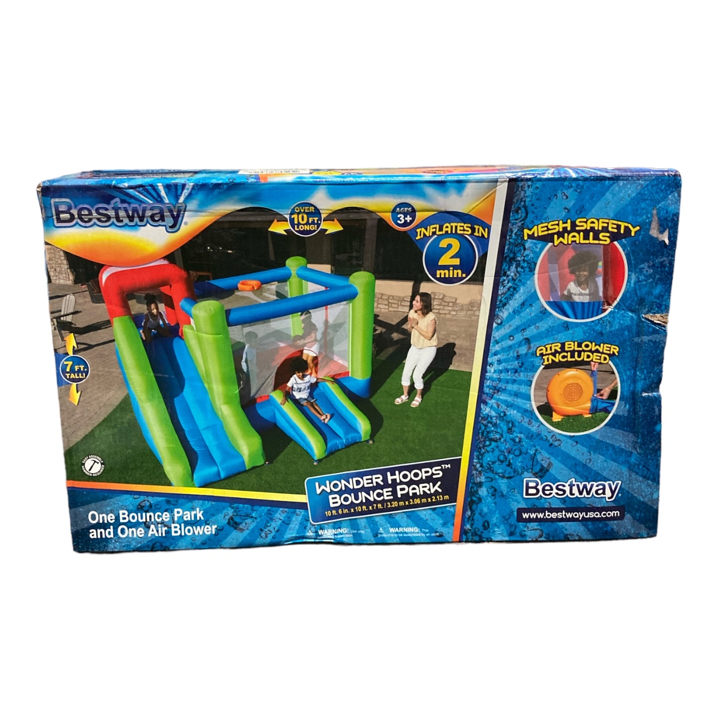 Bestway Wonder Hoops Kids Inflatable Mega Bounce Park, 7' Tall x 10' L