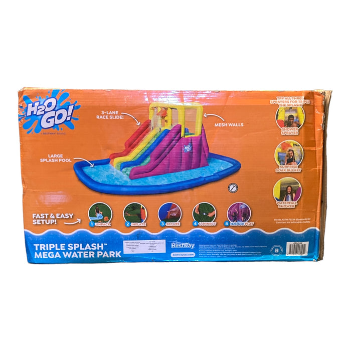 H2OGO! Triple Splash Kids Inflatable Mega Water Park, 8' x 22'