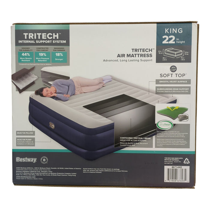 Bestway Tritech Air Mattress King 22" with Built-in Pump