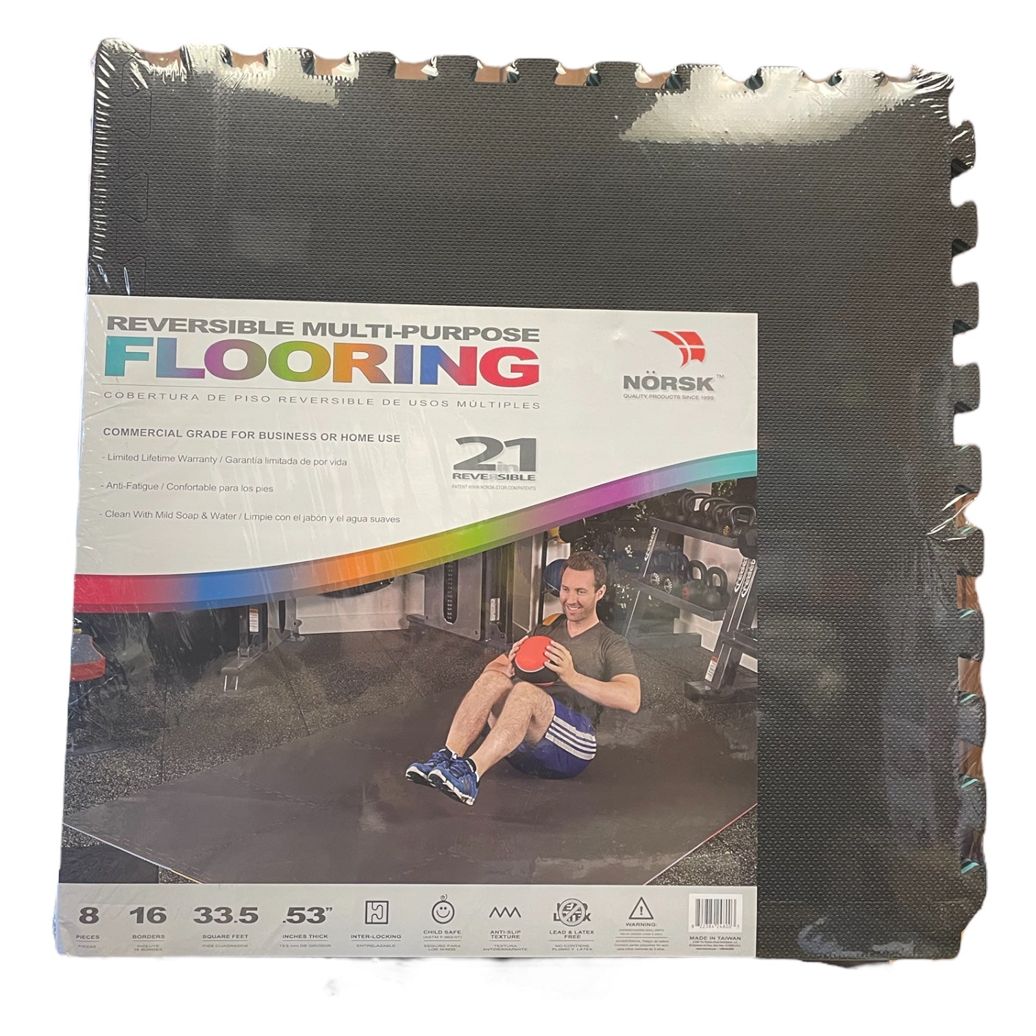 Norsk 25" x 25" Commercial Grade Reversible Floor Mats, 8 Tile Pieces Ewirelessgear