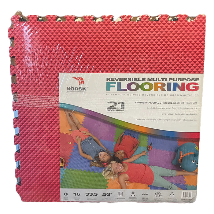 Norsk 25" x 25" Commercial Grade Reversible Floor Mats, 8 Tile Pieces