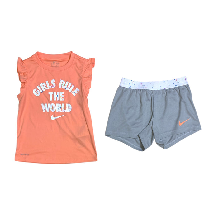 Girl's Elastic Waist Comfortable Lightweight Tank & Short 2 Piece Set