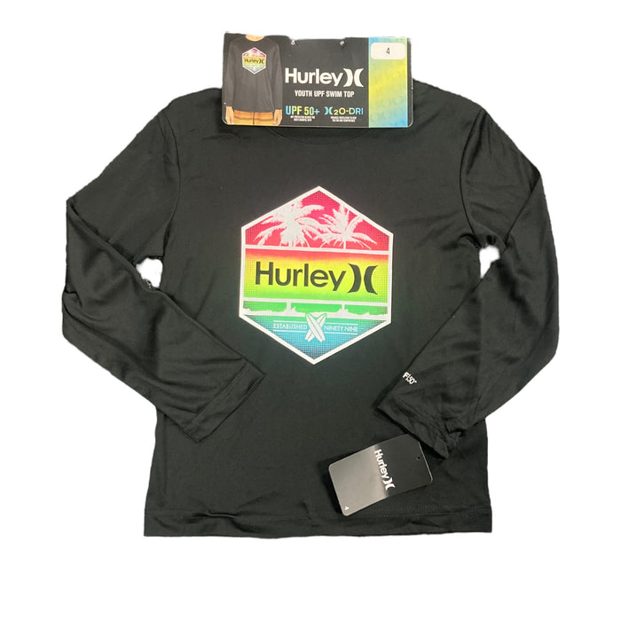 Hurley Youth Boy's UPF 50+ H2O Dri Fit Long Sleeve Rash Guard Swim Top