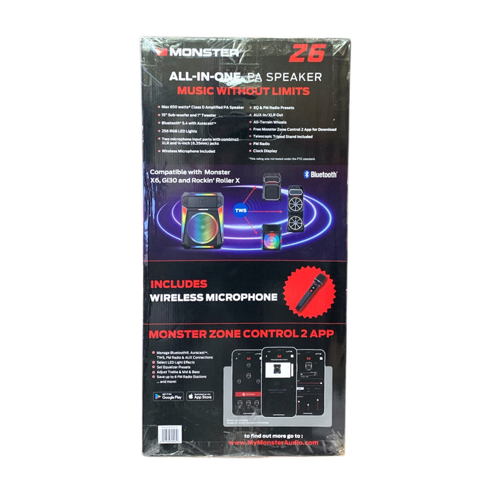 Monster Z6 All-In-One PA Speaker System,  650W with Auracast Bluetooth