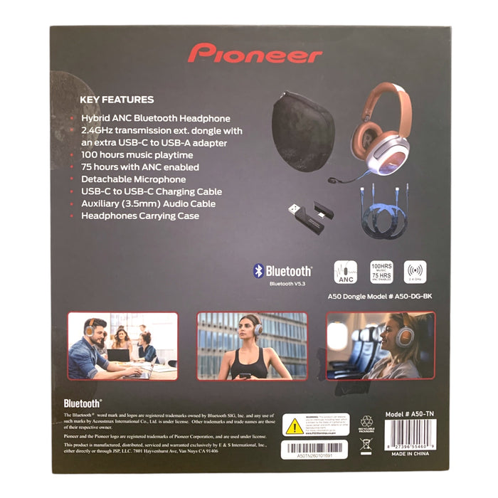 Pioneer A50 Hybrid ANC Bluetooth Headphones, Tan