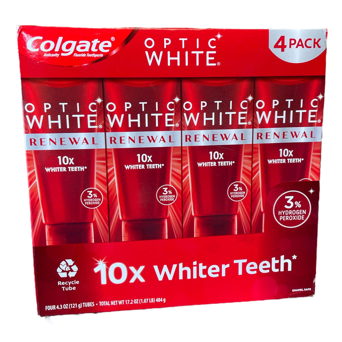 Colgate Optic White Renewal Teeth Whitening Toothpaste (4 x 4.3 Oz)