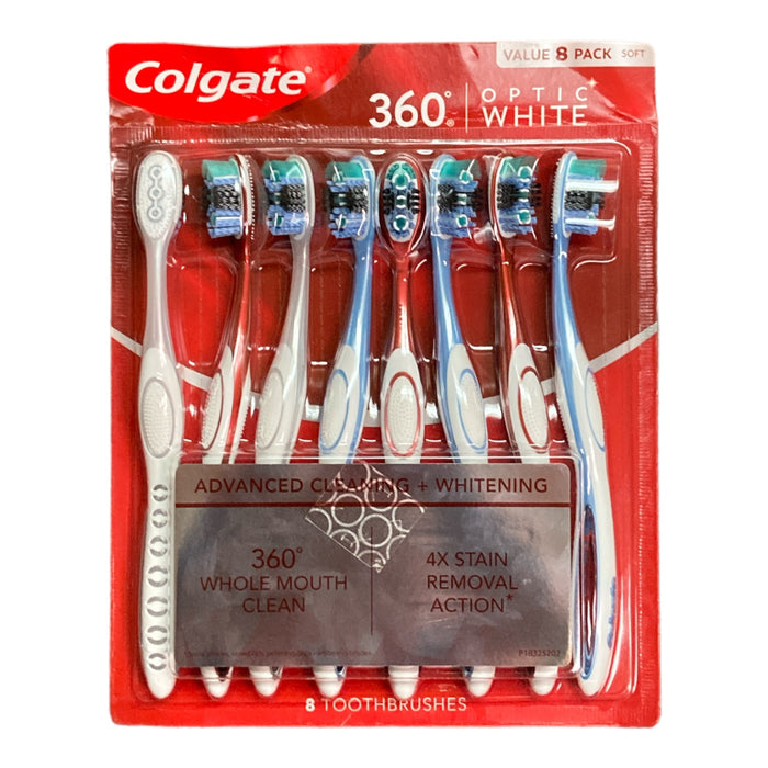 Colgate Optic White 360 Manual Toothbrush Soft (8 Pack)