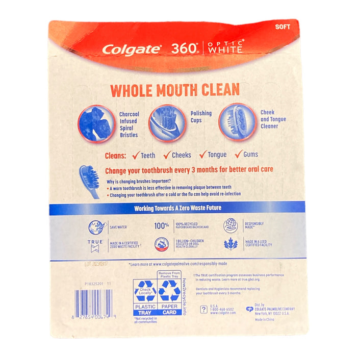 Colgate Optic White 360 Manual Toothbrush Soft (8 Pack)