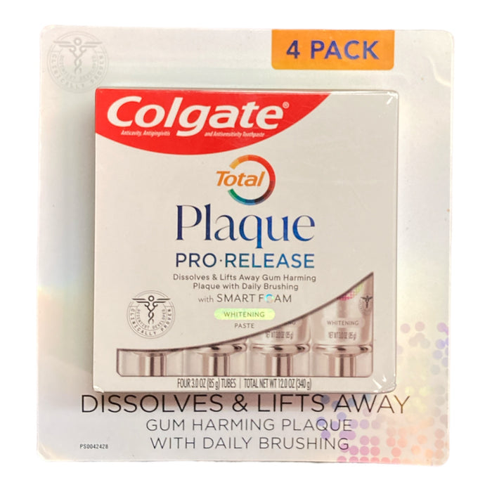Colgate Total Plaque PRO-RELEASE Toothpaste 3 Ounce (Pack of 4)