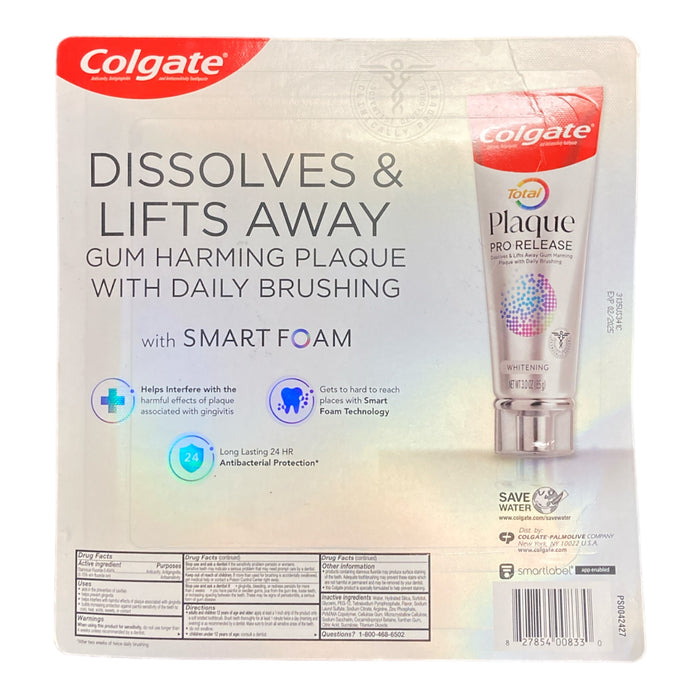 Colgate Total Plaque PRO-RELEASE Toothpaste 3 Ounce (Pack of 4)
