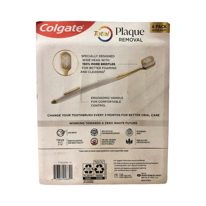 Colgate Total Gentle, Deep Clean & Plaque Removal Brushes, Ultra Soft (6 Pack)