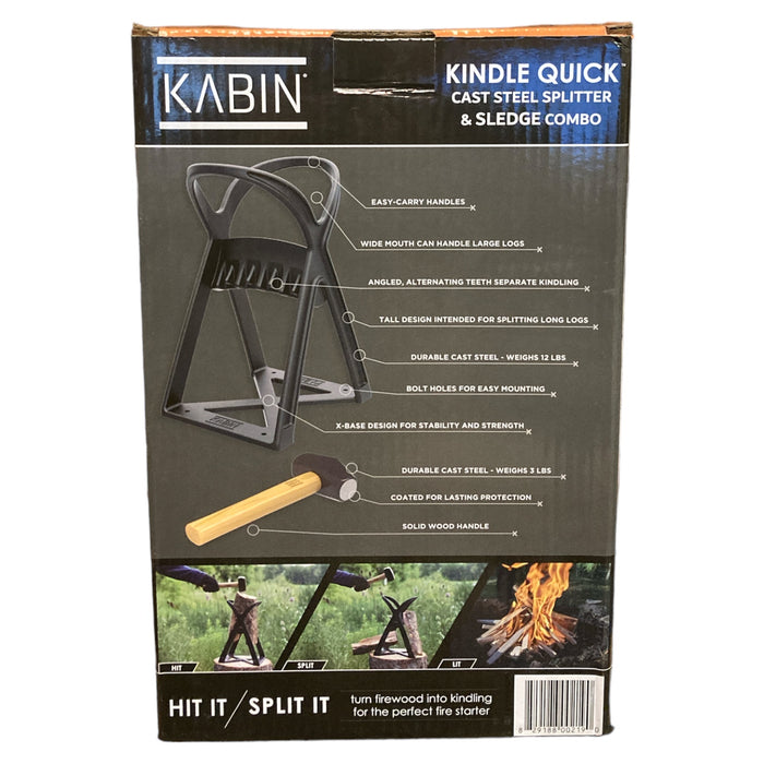Kabin Kindle Quick Manual Cast Steel Log Splitter with Hand Sledge