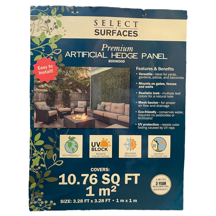 Select Surfaces 10.76 Square Feet Premium Artificial Hedge Panel, 3.28' x 3.28'