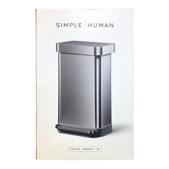 Simplehuman 45L Brushed Rectangular Step Can, CW2217, Ideal for Small Families
