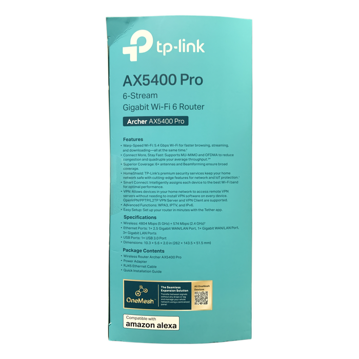 TP-Link Archer AX5400 Pro 6-Stream Gigabit Wi-Fi 6 Router, OneMesh
