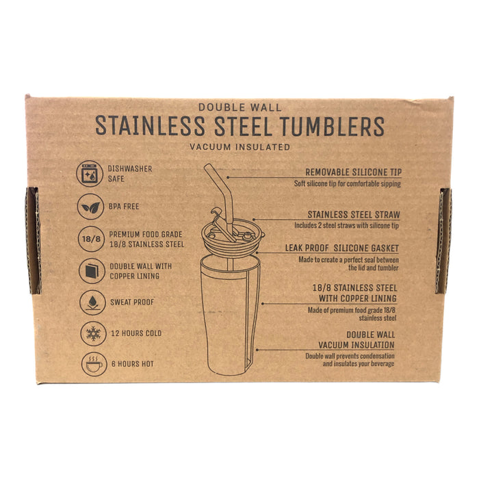 Heritage 20 oz. Double Wall Stainless Steel Tumbler, Set of 2, Navy/Marble