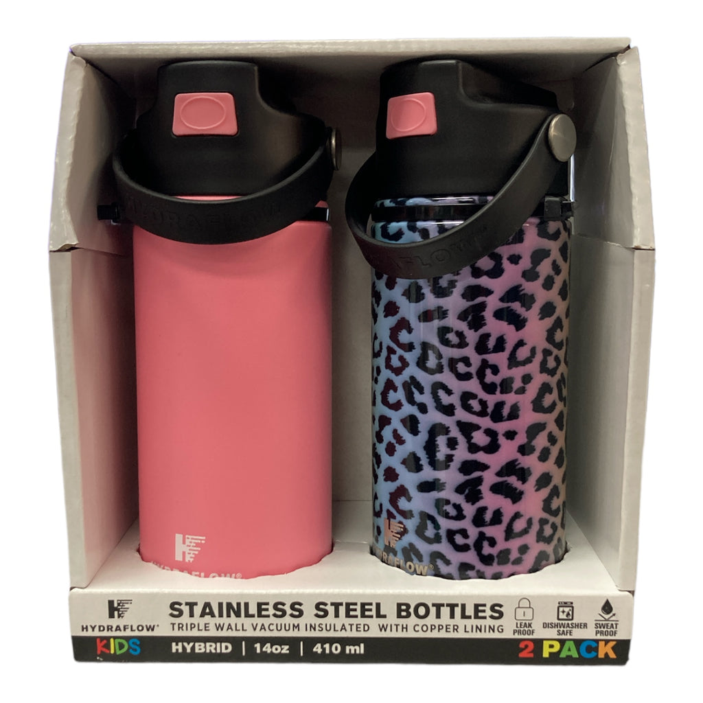 NEW Hydraflow 34-oz Double Wall Stainless Steel Bottle, 2 Pack (Assorted  Colors)