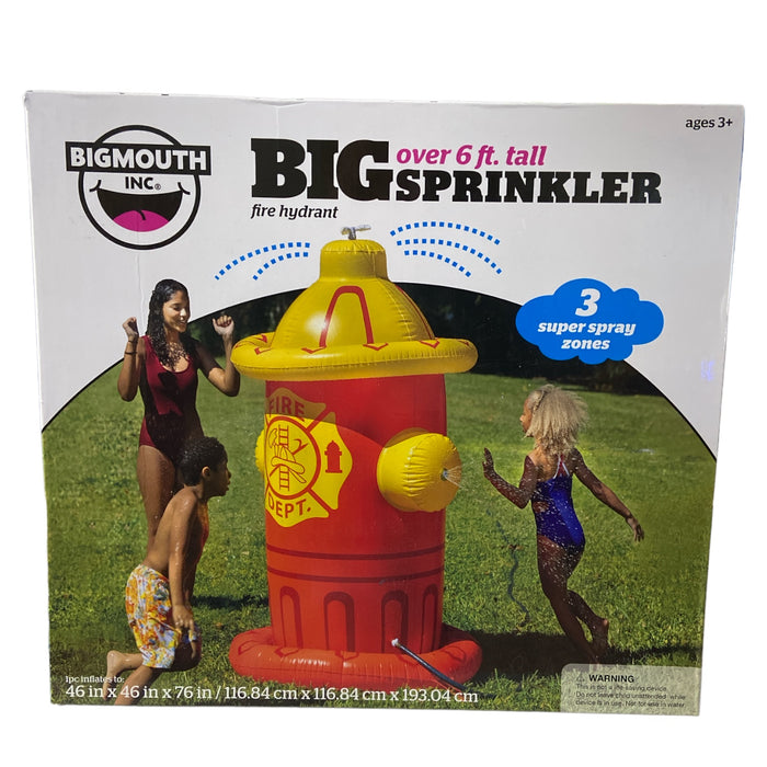 BigMouth Giant Inflatable Fire Hydrant Splash Zone Sprinkler, 76", Red, Yellow