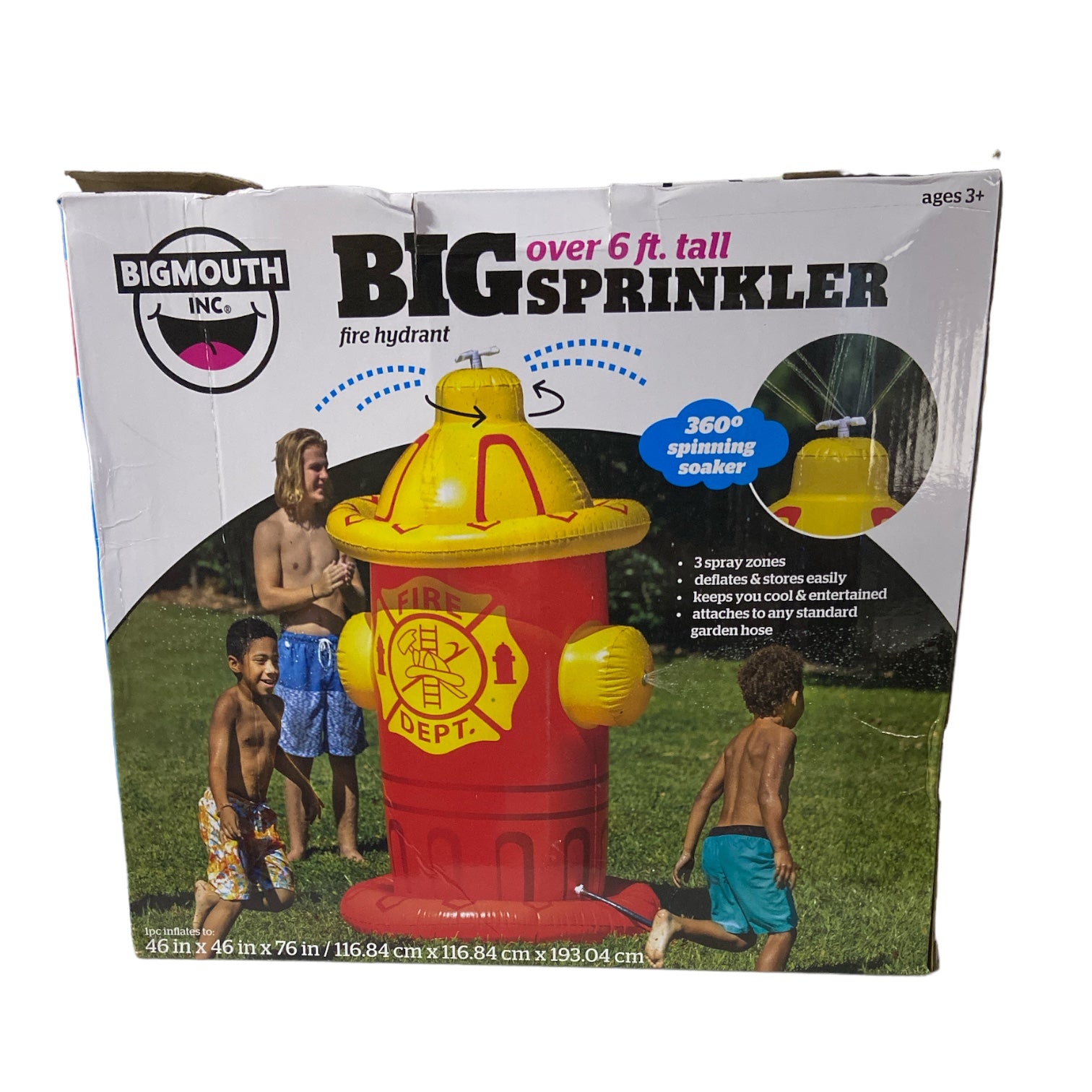 BigMouth Giant Inflatable Fire Hydrant Splash Zone Sprinkler, 76", Red