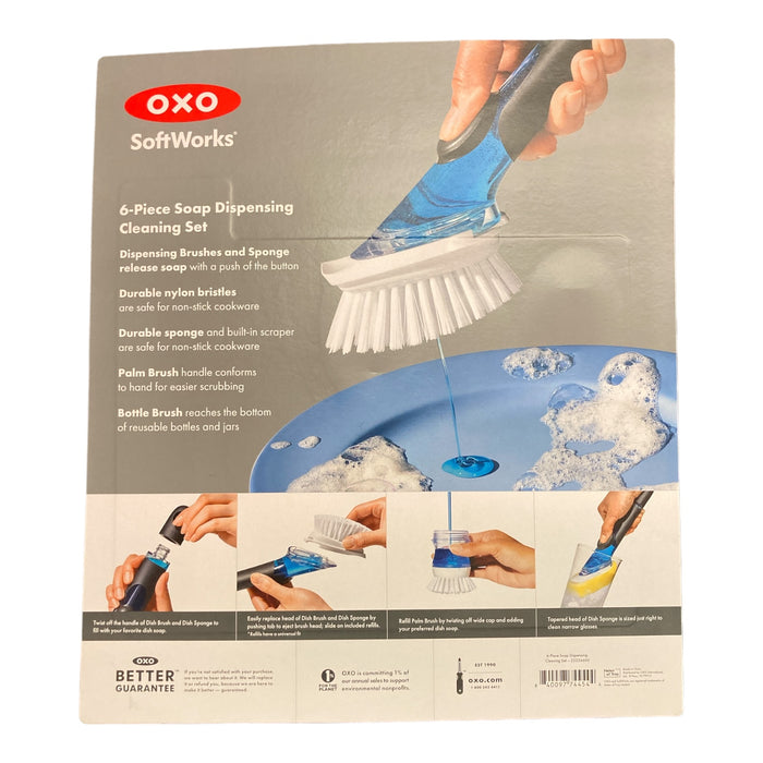 OXO SoftWorks 6-Piece Soap Dispensing Cleaning Brush Set