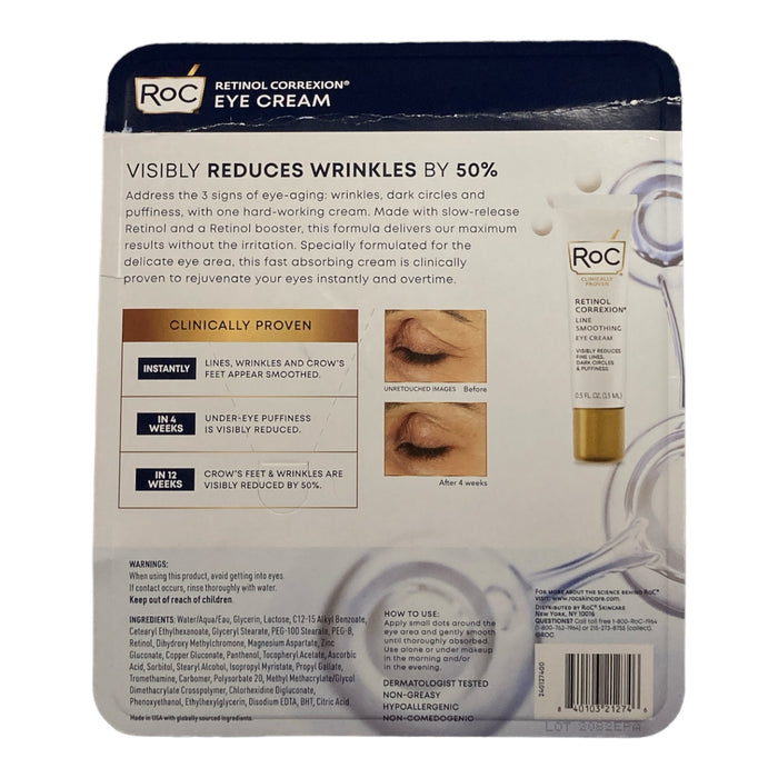 RoC Retinol Correxion Line Smoothing Eye Cream 0.5 Fluid Ounce (Pack of 3)