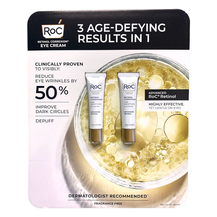 RoC Retinol Correxion Line Smoothing, Wrinkle Reducing Eye Cream, 2 Pack
