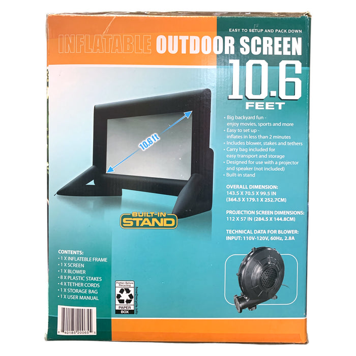 BigFun Leisure 10.6' Inflatable Outdoor Screen with Built-In Stand, Blower & Bag